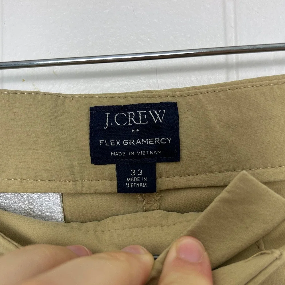 J.Crew Flex Gramercy Tech Shorts Mens 33 Khaki Tan Performance Stretch Golf 8.5